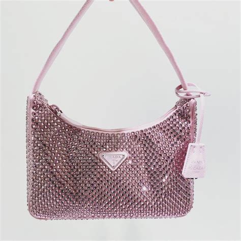 prada sparkle bag pink|prada pink rhinestone bag.